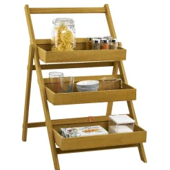 Étagere Paulownia design escabeau en bois 3 niveaux^Gifi Sale