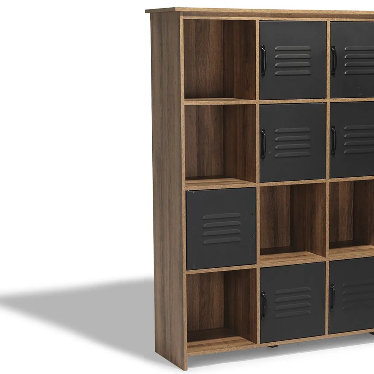 Rangement|Gifi Étagère 12 casiers Liverpool miel et noire