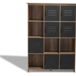 Rangement|Gifi Étagère 12 casiers Liverpool miel et noire