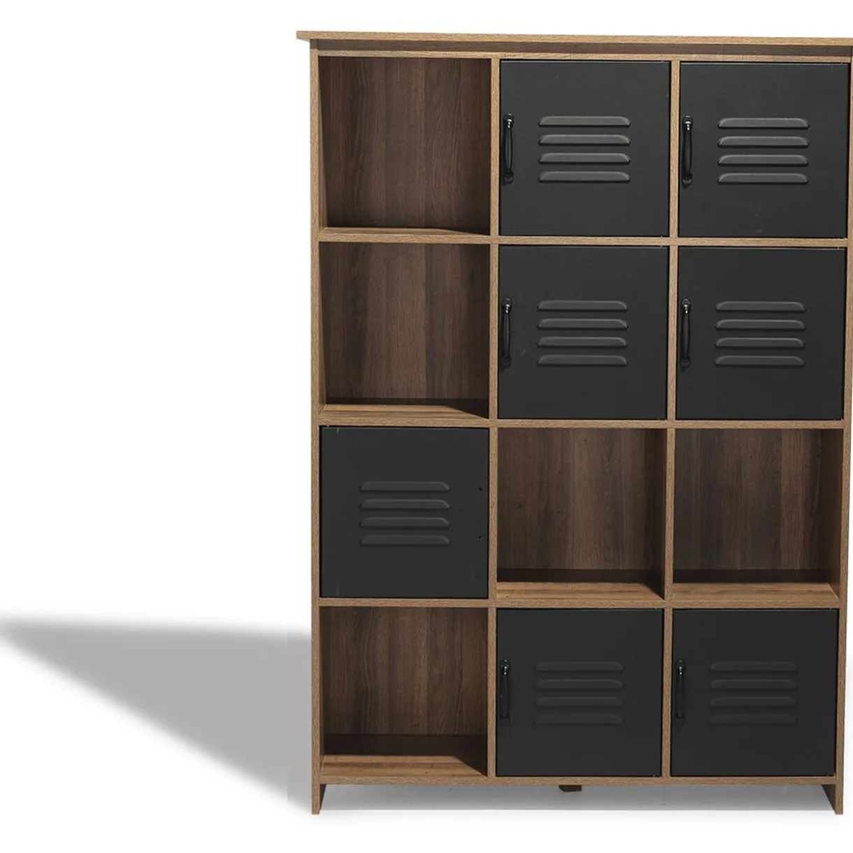 Rangement|Gifi Étagère 12 casiers Liverpool miel et noire