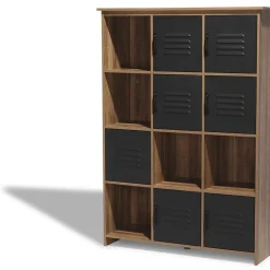Rangement|Gifi Étagère 12 casiers Liverpool miel et noire