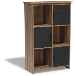 Rangement|Gifi Étagère 6 casiers Liverpool miel et noire