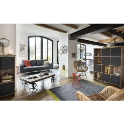 Rangement|Gifi Étagère 3 casiers Liverpool miel et noire