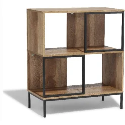 Rangement|Gifi Étagère 4 casiers Stanley noire et naturelle