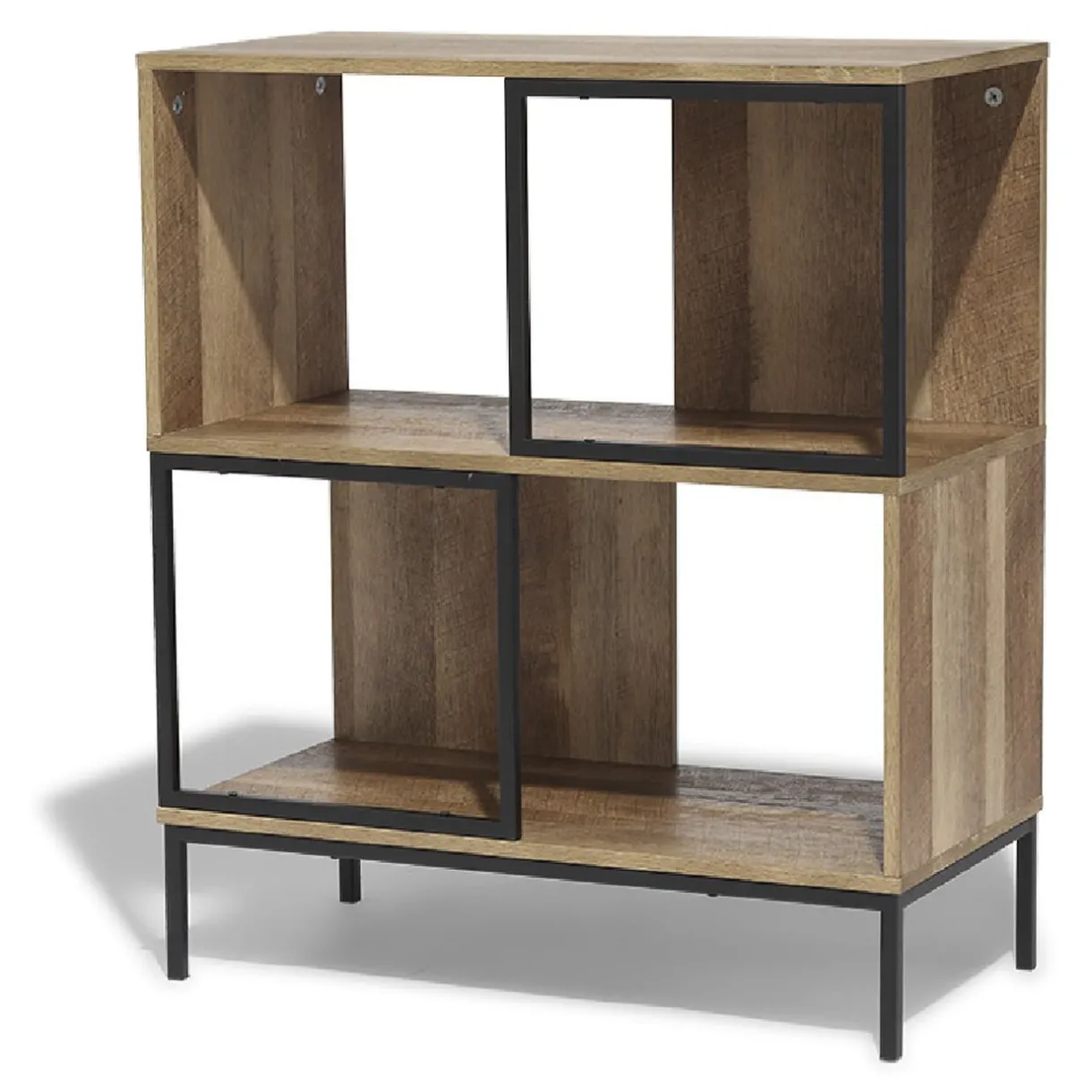 Rangement|Gifi Étagère 4 casiers Stanley noire et naturelle