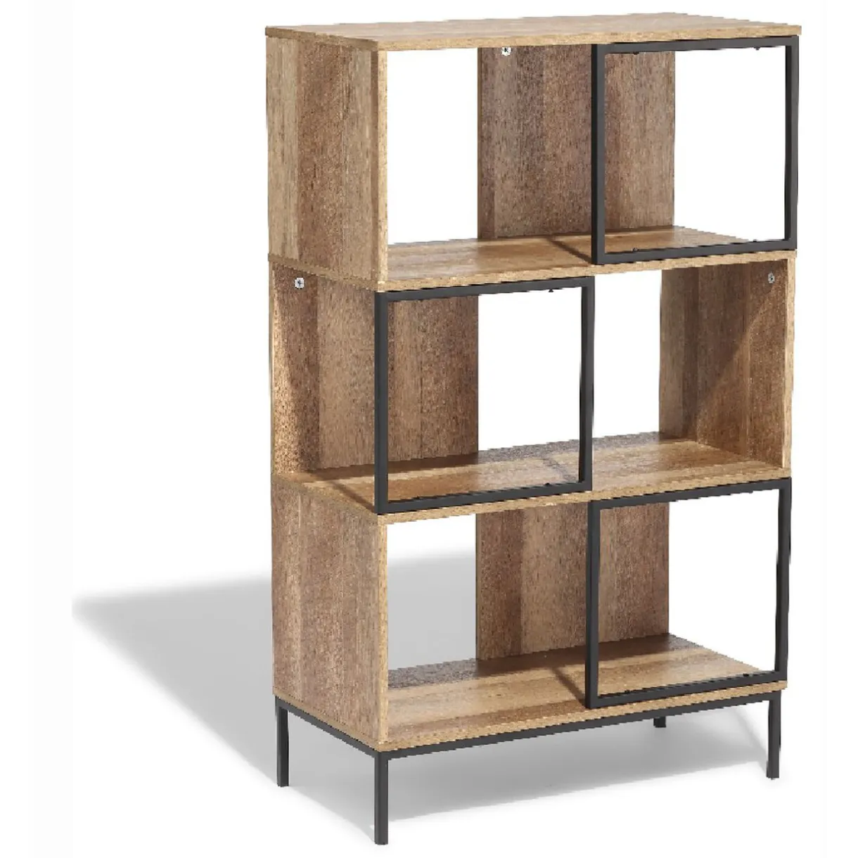 Rangement|Gifi Étagère 6 casiers Stanley noire et naturelle