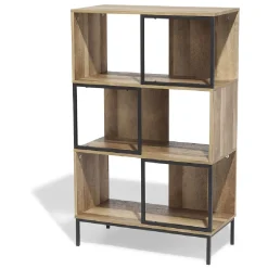 Rangement|Gifi Étagère 6 casiers Stanley noire et naturelle