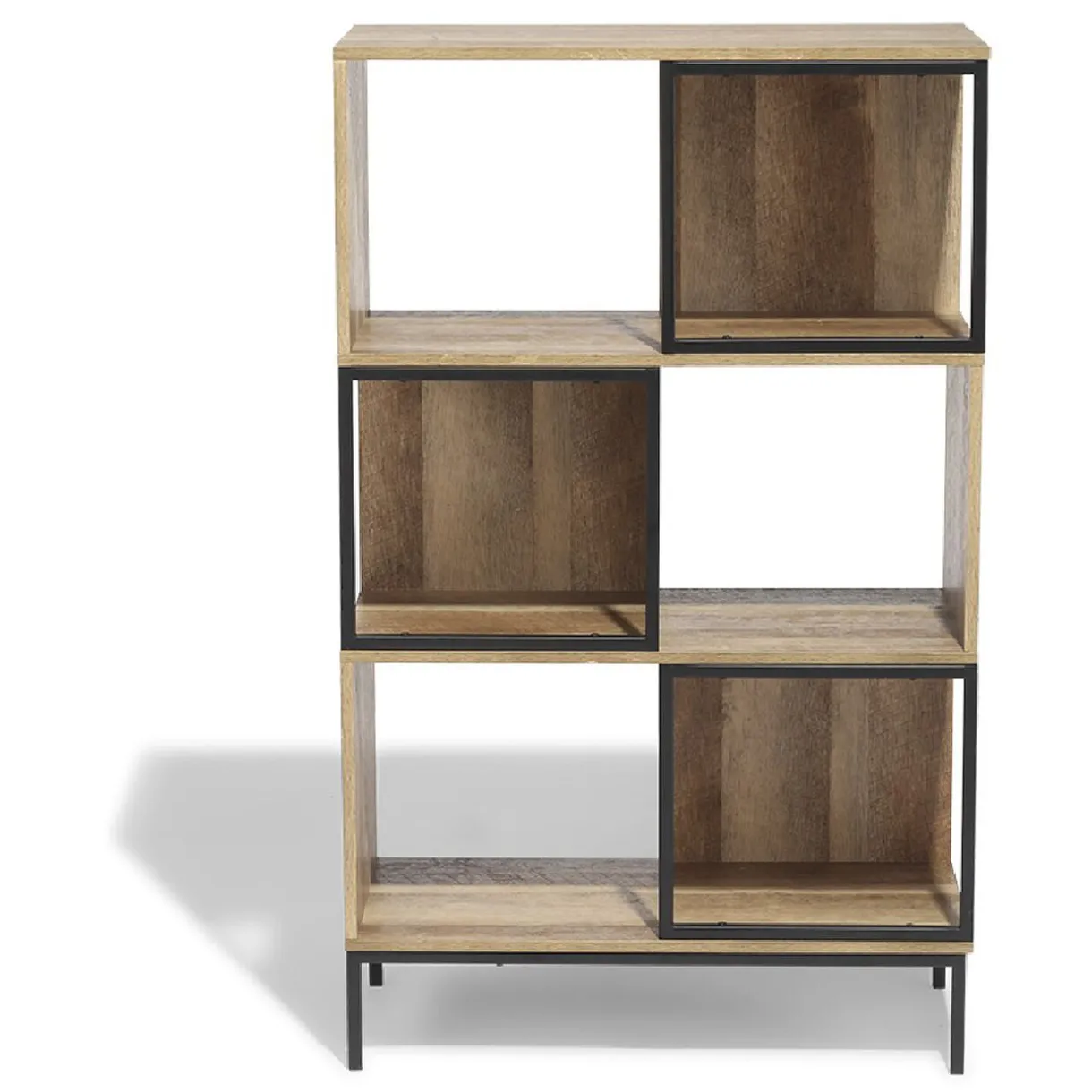 Rangement|Gifi Étagère 6 casiers Stanley noire et naturelle