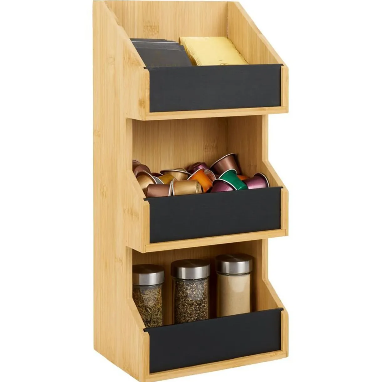 Étagère 3 niveaux bambou naturel 40x18xH13cm^Gifi Discount