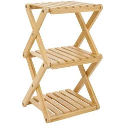 Étagère 3 niveaux pliable bambou naturel 22,1xH35,5x18,3cm^Gifi Outlet