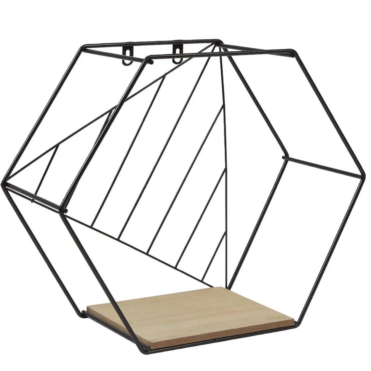 Rangement|Gifi Étagère courbe géométrique ajourée métal noir et bois x3