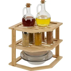Rangement|Gifi Étagère d'angle 2 niveaux en bambou 25x25xH23cm