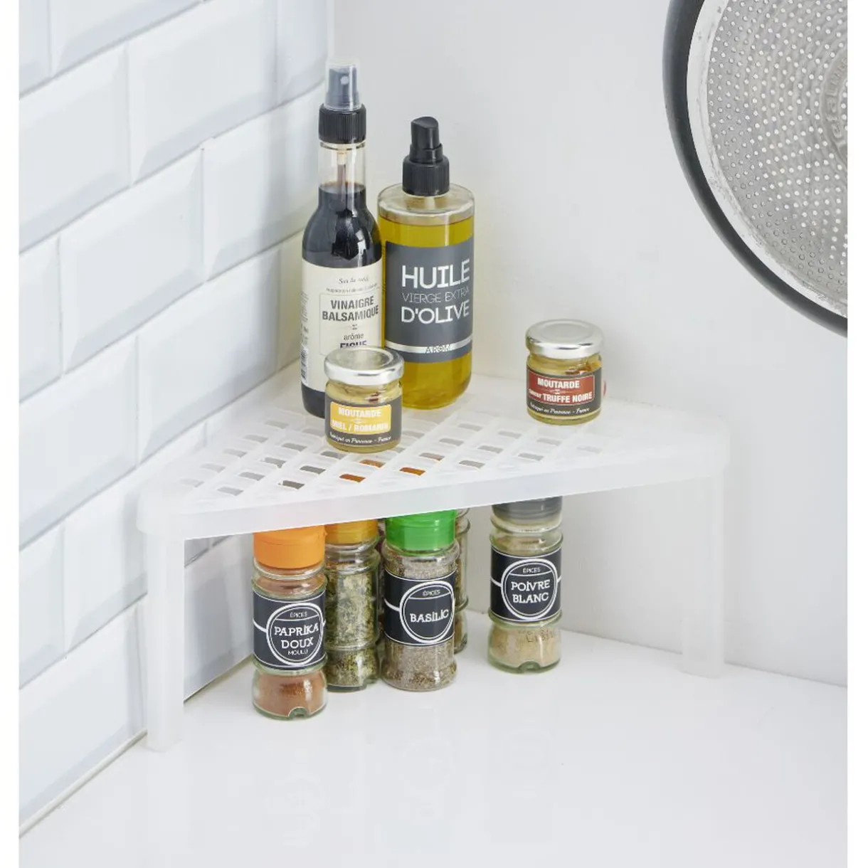 Étagère d'angle cuisine plastique blanc^Gifi Discount