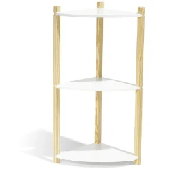 Rangement|Gifi Étagère d'angle en pin blanc et naturel 3 niveaux