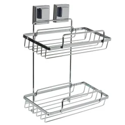Clearance Gifi Étagère de douche 2 niveaux à ventouse gris