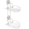 Hot Gifi Étagère de douche 2 paniers d angle à ventouse blanc