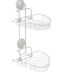 Hot Gifi Étagère de douche 2 paniers d angle à ventouse blanc