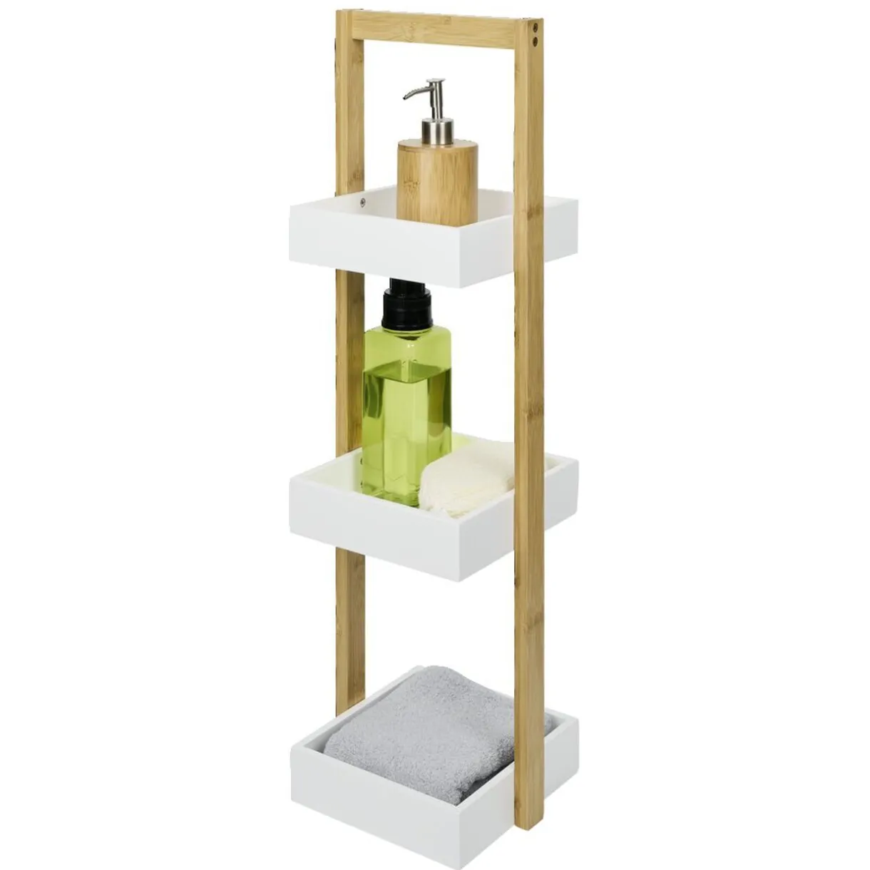 Clearance Gifi Étagère de salle de bain à 3 niveaux bambou 22x24xH73cm