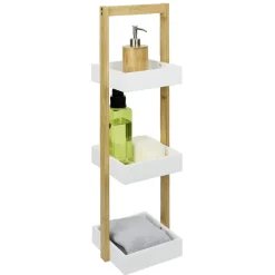 Clearance Gifi Étagère de salle de bain à 3 niveaux bambou 22x24xH73cm