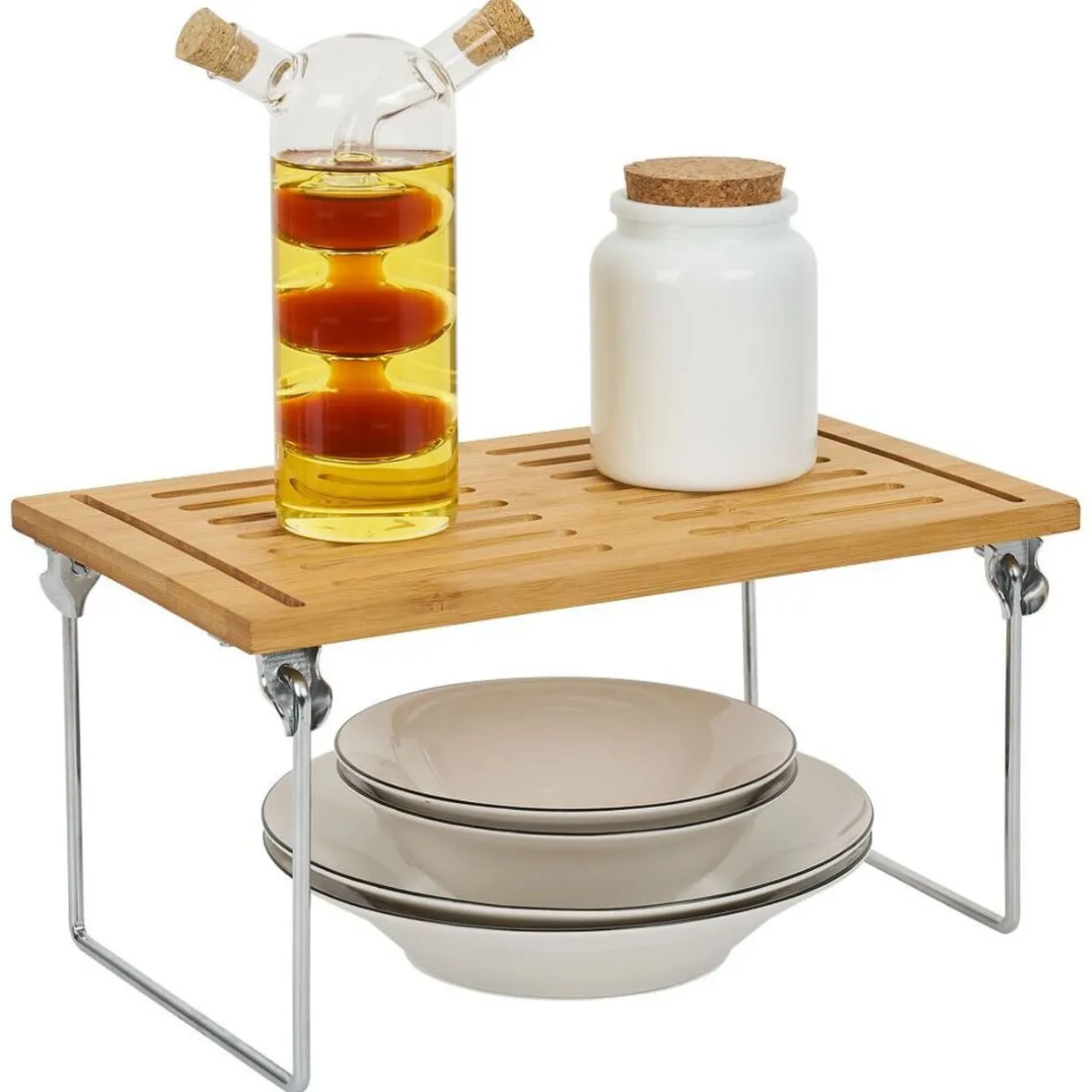 Rangement|Gifi Étagère en bambou sur pieds en fer 30x15xH18cm