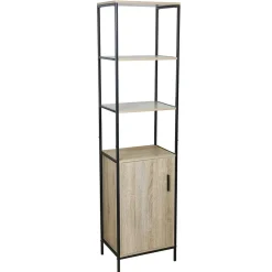 Hot Gifi Étagère en métal et mdf 3 niveaux et placard