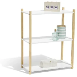 Rangement|Gifi Étagère en pin blanc et naturel 3 niveaux