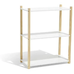 Rangement|Gifi Étagère en pin blanc et naturel 3 niveaux