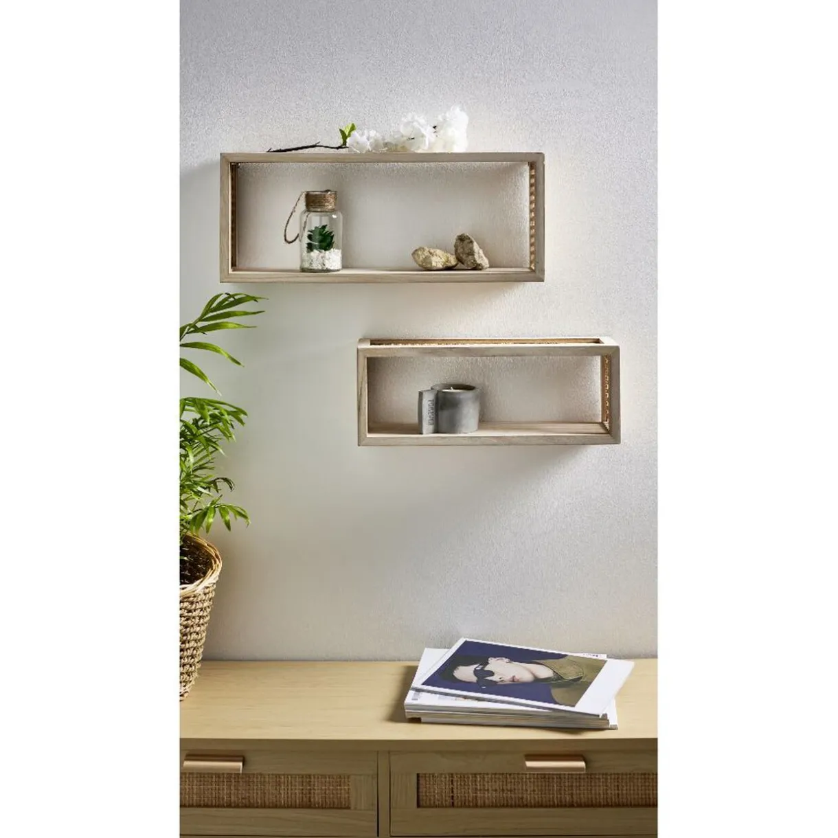 Rangement|Gifi Étagère murale bois et cannage L.40cm