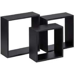 Rangement|Gifi Étagère murale carrée noire x3