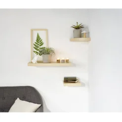 Rangement|Gifi Étagère murale d'angle bois beige