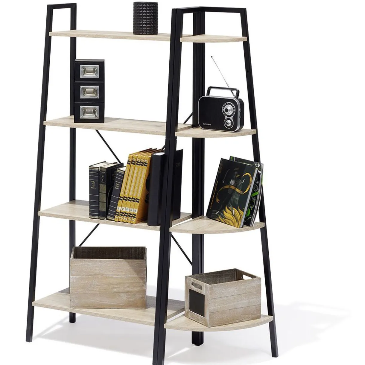 Rangement|Gifi Étagère New York 4 niveaux métal et bois - 60x35xH135cm