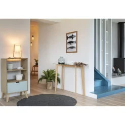 Rangement|Gifi Étagère Pia bois clair et vert d’eau 1 tiroir