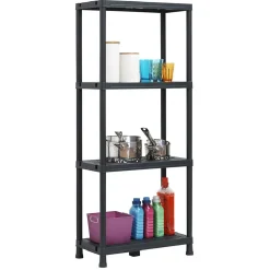 Rangement|Gifi Étagère plastique noir 4 niveaux L60xl30xH138cm