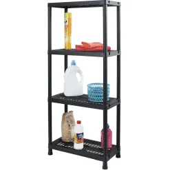 Rangement|Gifi Étagère plastique noir 4 niveaux L60xl30xH138cm