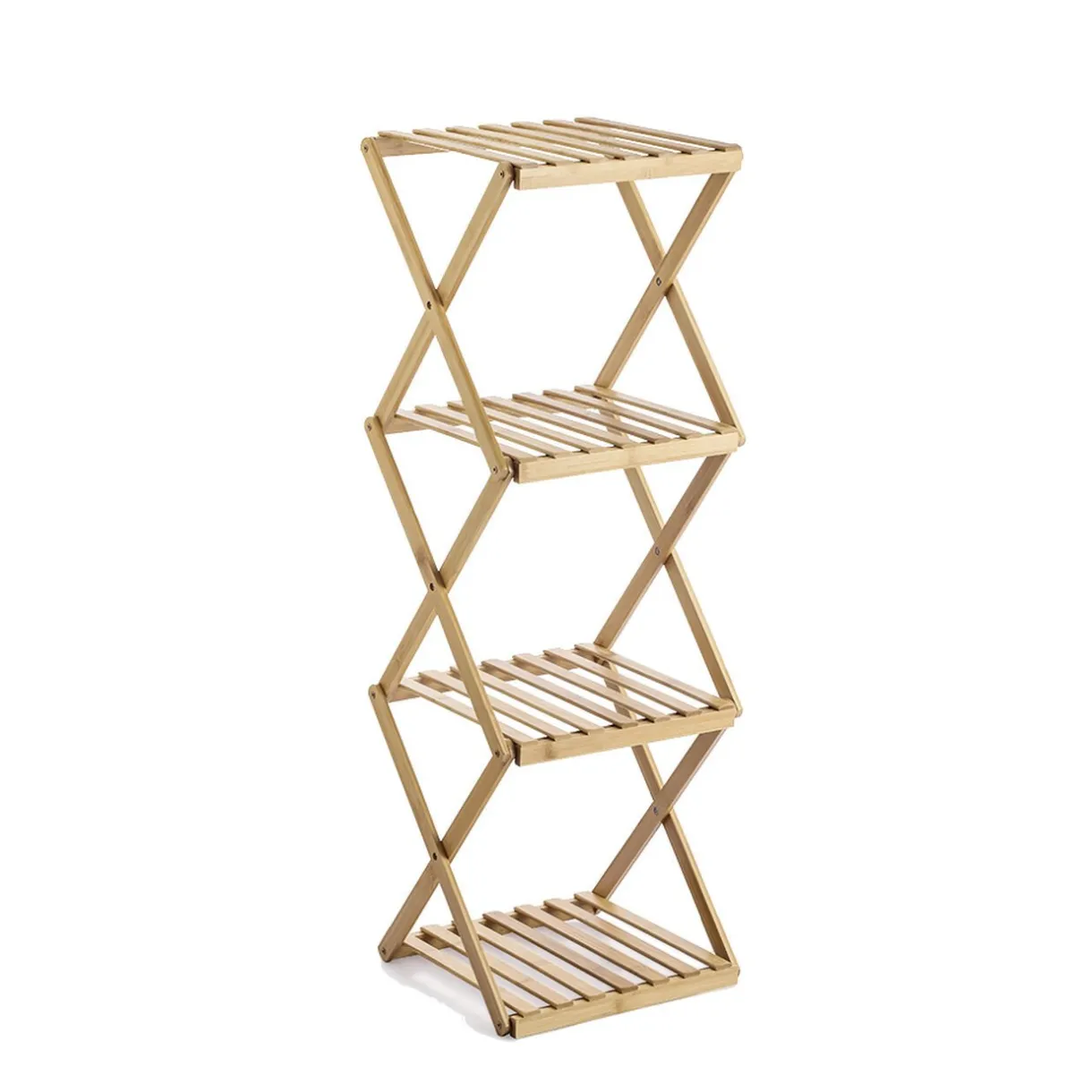 Online Gifi Étagère pliable en bambou 4 niveaux H91cm