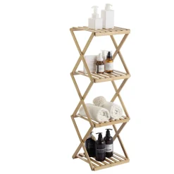 Online Gifi Étagère pliable en bambou 4 niveaux H91cm