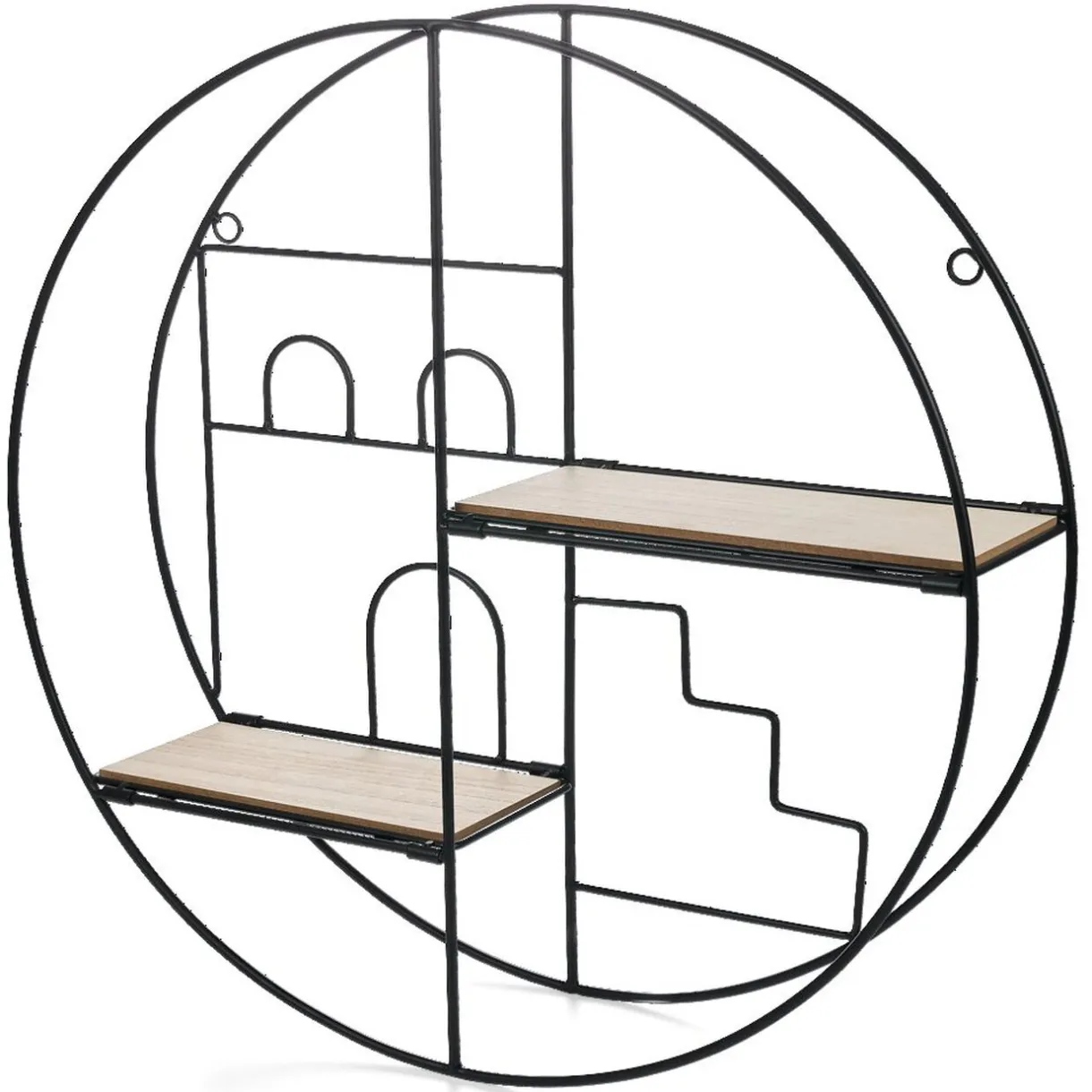 Rangement|Gifi Étagère pliante ronde métal et bois Ø45x11cm
