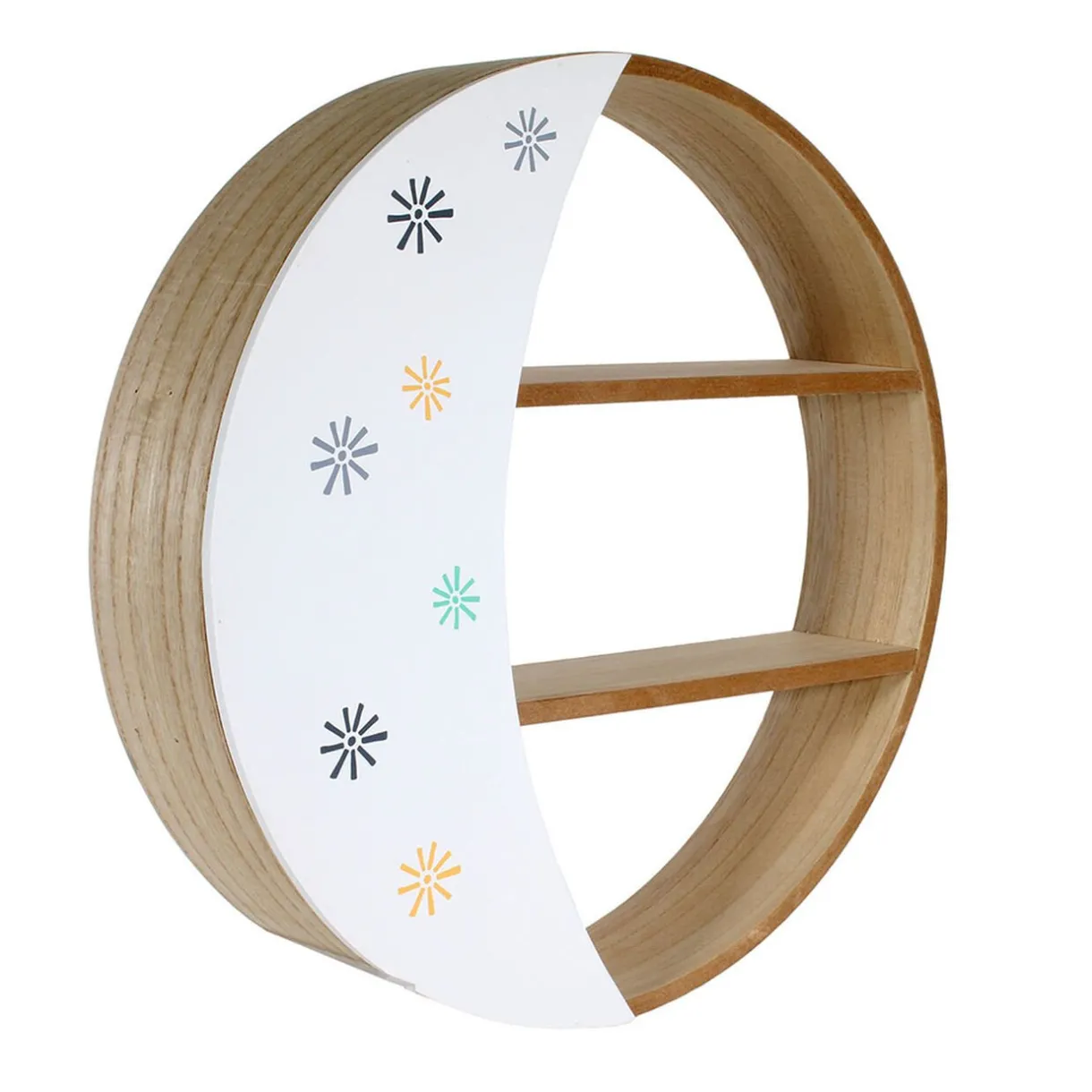 Rangement|Gifi Étagère ronde en bois design demi lune L38xP8xH38 cm