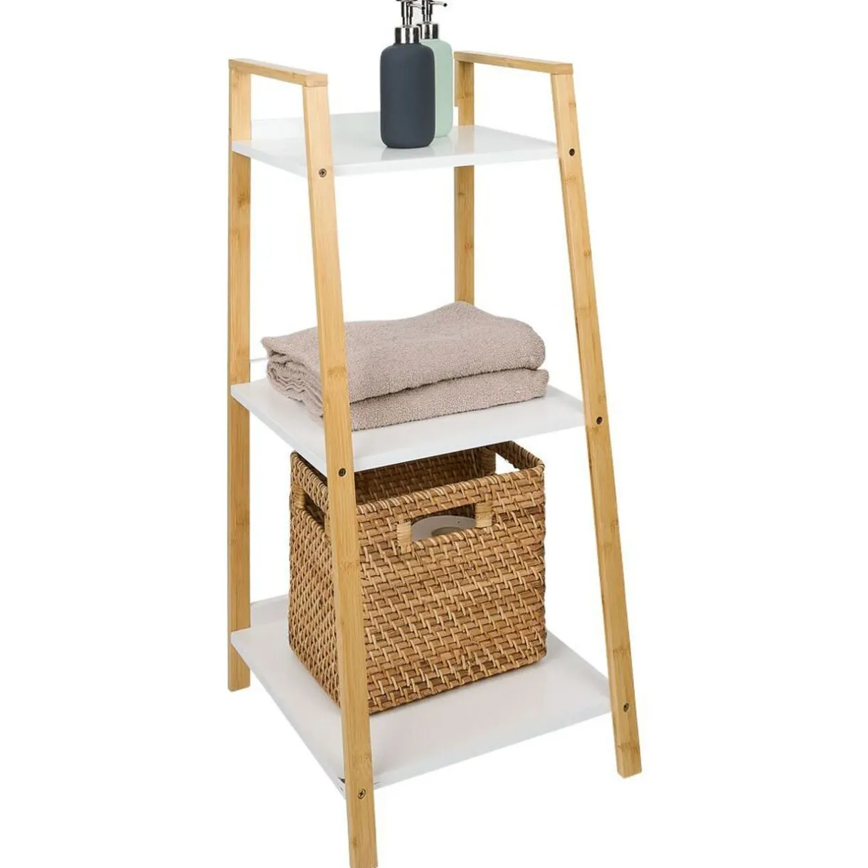 Hot Gifi Étagère salle de bain 3 niveaux bambou 34,5x36xH76cm