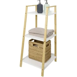Hot Gifi Étagère salle de bain 3 niveaux bambou 34,5x36xH76cm