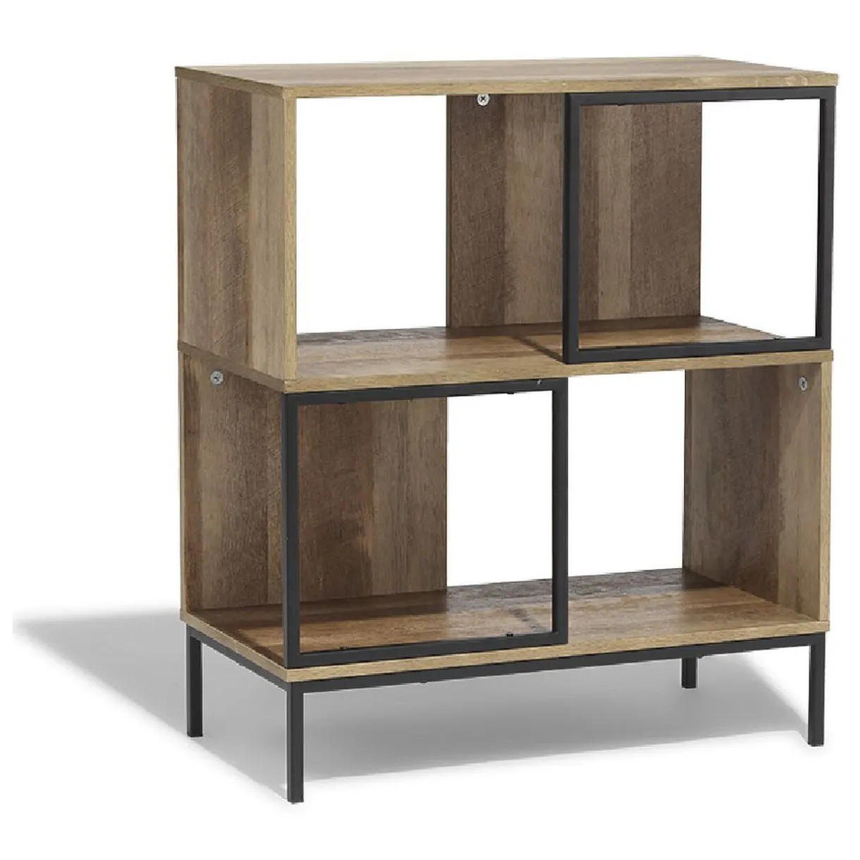 Rangement|Gifi Étagère Stanley 4 casiers noir naturel