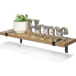 Rangement|Gifi Étagère striée en bois L55xl15cm