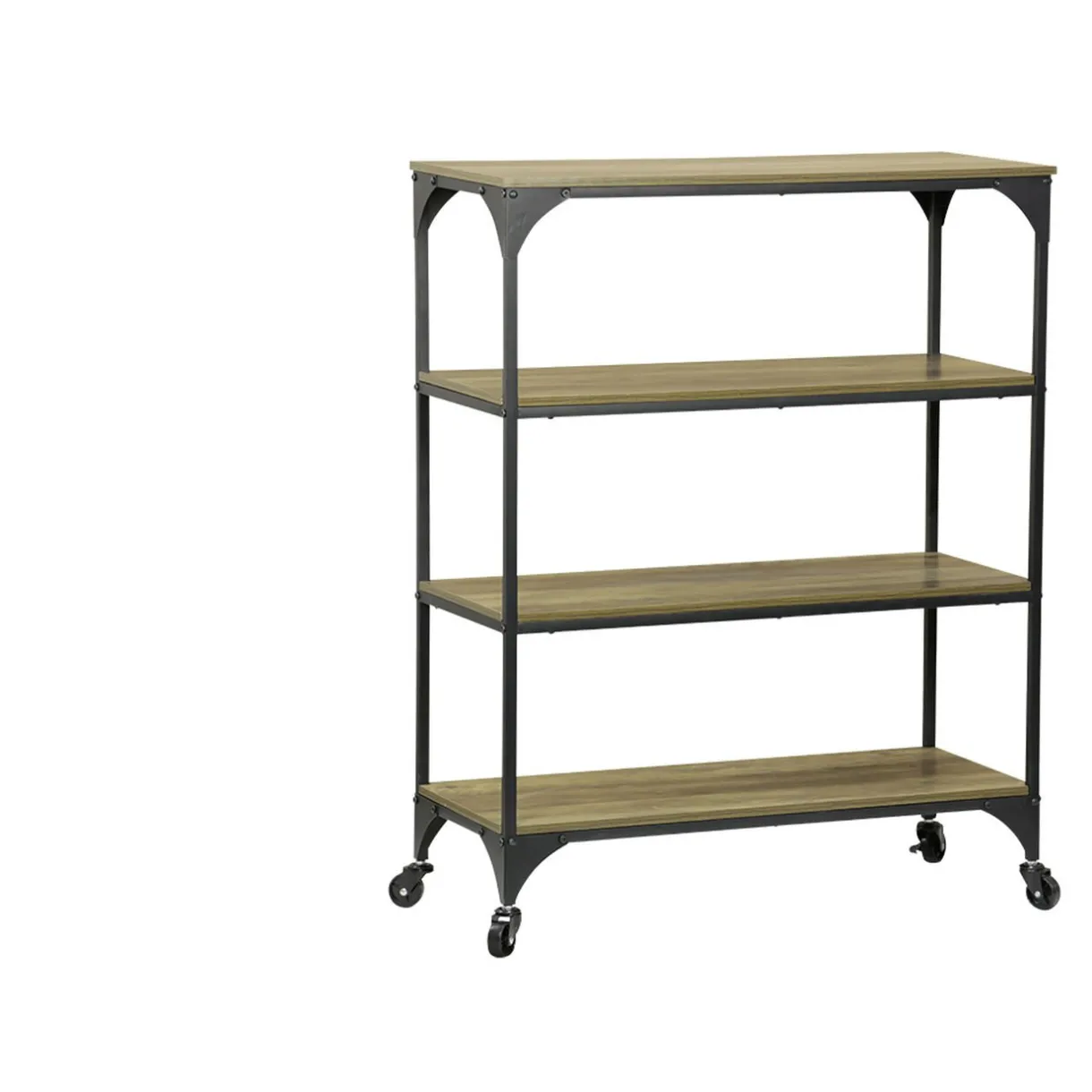 Rangement|Gifi Étagère sur pieds Detroit métal bois noir et marron 80x35xH102,5 cm