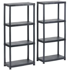 Rangement|Gifi Étagères noires en plastique 4 niveaux x2