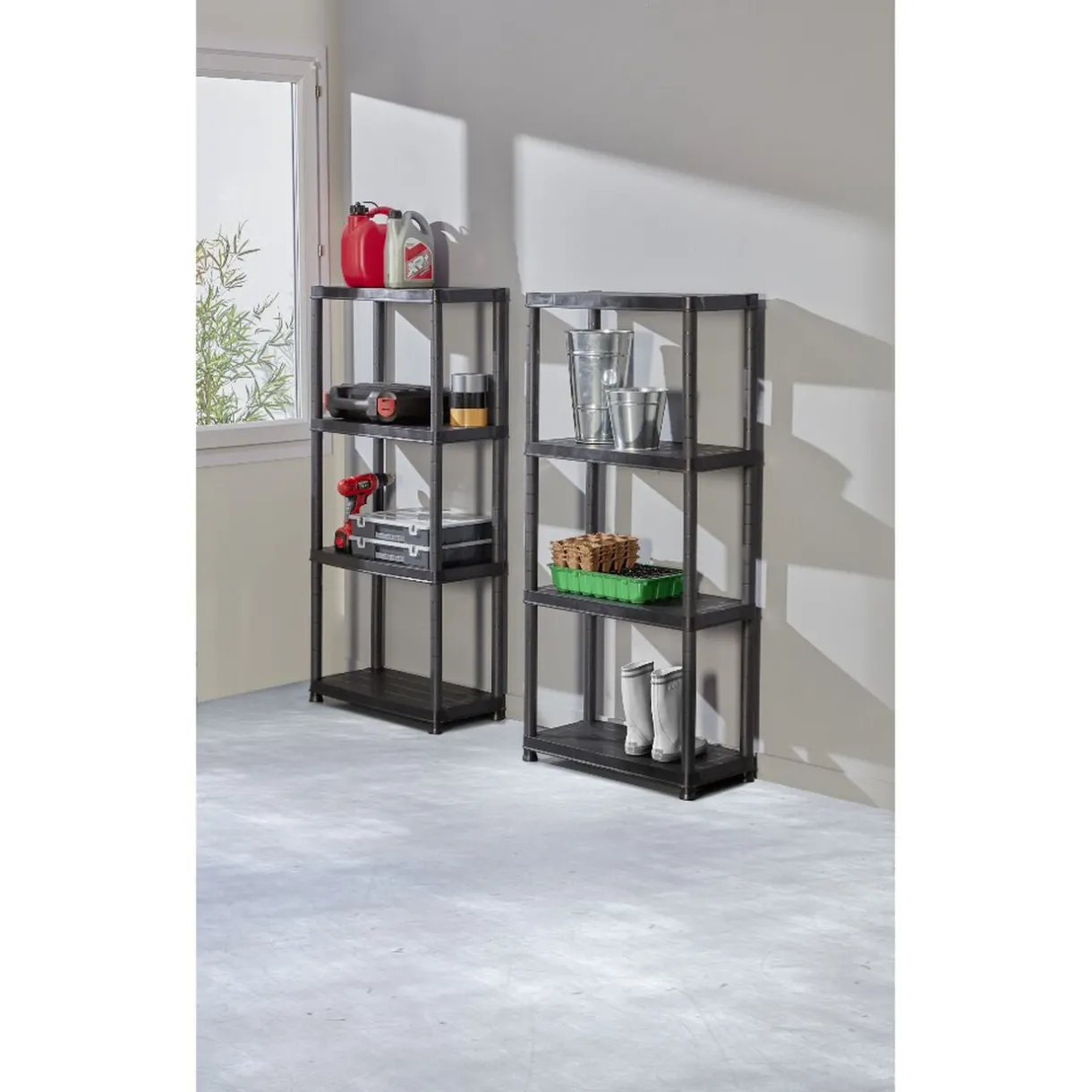 Rangement|Gifi Étagères noires en plastique 4 niveaux x2