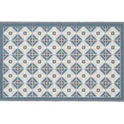 Nettoyage Et Entretien|Gifi Tapis de cuisine à motif graphique bleu marron 80x50 cm