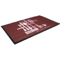 Nettoyage Et Entretien|Gifi Tapis de cuisine antidérapant rose motif couverts