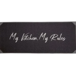 Nettoyage Et Entretien|Gifi Tapis de cuisine My Kitchen My Rules gris et blanc 120x50 cm