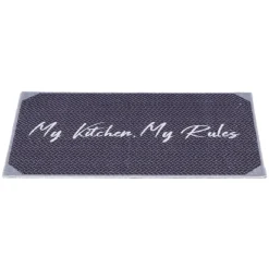 Nettoyage Et Entretien|Gifi Tapis de cuisine My Kitchen My Rules gris et blanc 80x50 cm