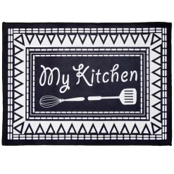 Nettoyage Et Entretien|Gifi Tapis de cuisine My Kitchen noir et blanc 50x70cm